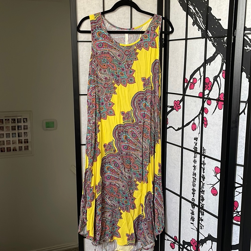 Uncle Frank Yellow Tank Top Floral Maxi Dress